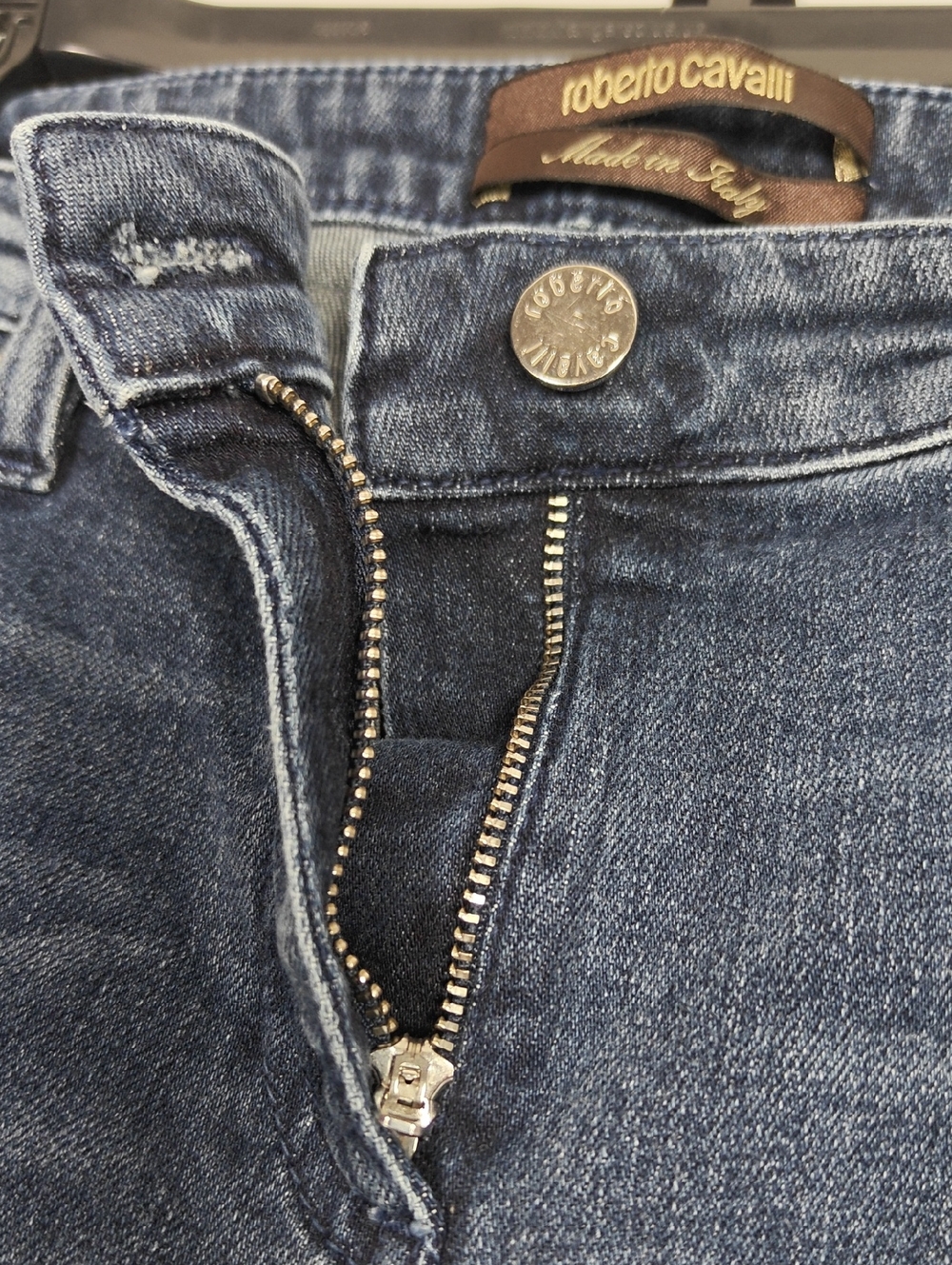 ROBERTO CAVALLI Mid-Rise Wide Leg Dark Wash Jeans Size EUR 46 US 10 - Picture 13 of 16